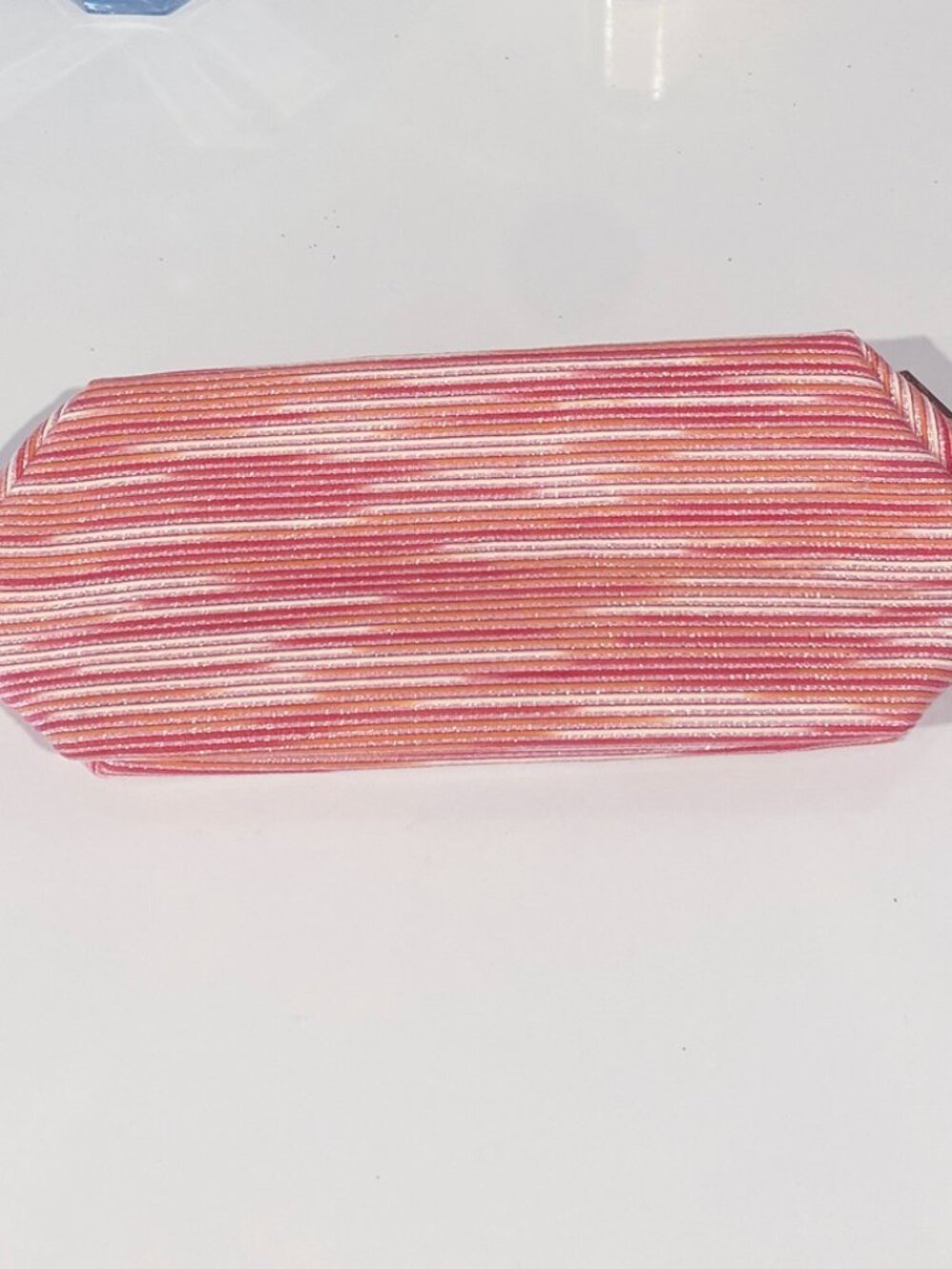 Lancome Cosmetic Makeup Bag Pink Ombre Stripes Lined New